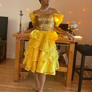 vintage  sequined tulle layered dress